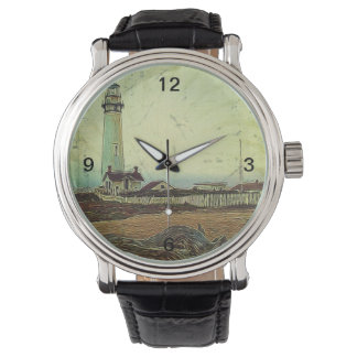 Montre peinture à l'huile mer plage nautique Phare