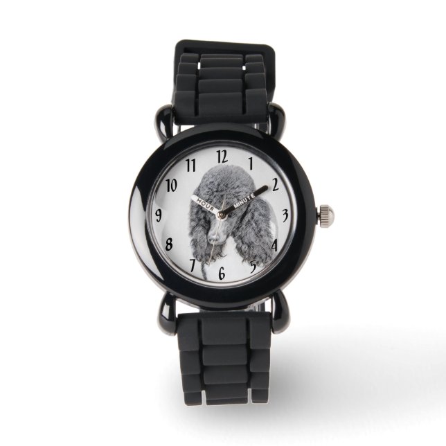 Montre Peinture à paille noire standard - Art du chien (Recto)