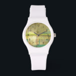 Montre Peinture Abstraite dorée turquoise et verte<br><div class="desc">Un tableau abstrait de Jennifer Goldberger qui utilise des tons dorés turquoise et verte pour créer un sentiment chaleureux et familier. Une belle balade dans les bois au printemps ou en été donnerait quelques-unes de ces mêmes couleurs. Apportez le cadeau de la nature à votre maison en achetant cette pièce!...</div>