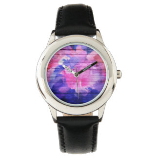 Montre Peinture Abstraite en bois coloré #5