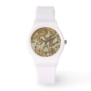 Montre Peinture Abstraite en or avec lunettes d'argent
