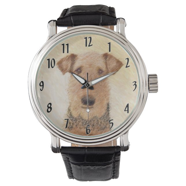 Montre Peinture Airedale Terrier - Art Original Mignon (devant)