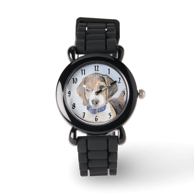 Montre Peinture beagle - Cute Original Chien Art (Recto)