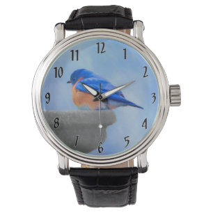 Montre Peinture Bluebird - Art original pour oiseaux