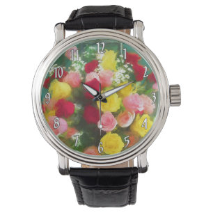 Montre Peinture Bouquet Rose - Jolie Art Fleur Originale