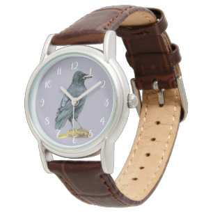 Montre Peinture d'aquarelle de corneille