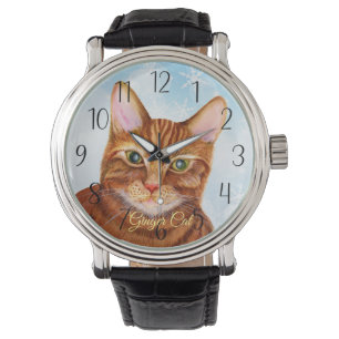 Montre Peinture d'aquarelle de gingembre Tom Chat