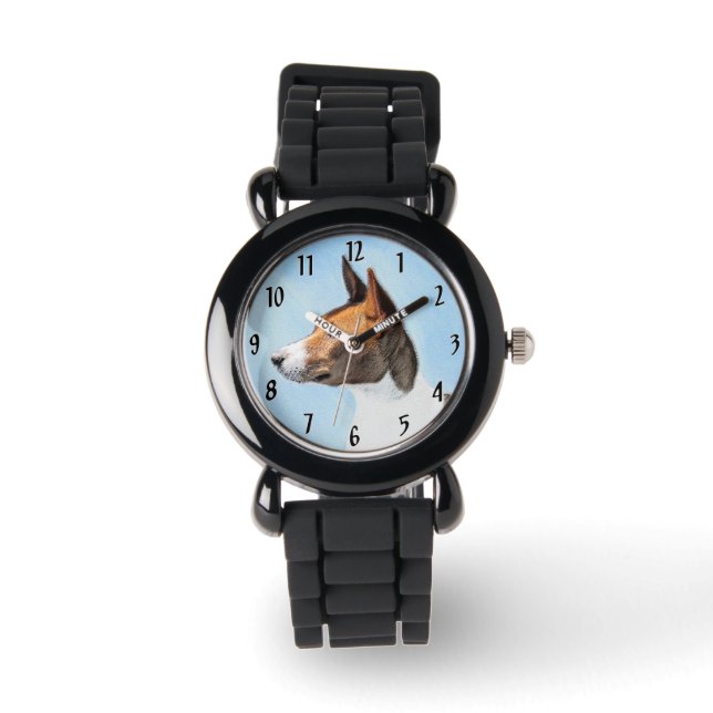 Montre Peinture de Basenji - Art Original Mignon (Recto)