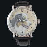 Montre Peinture de berger australien - Art original de ch<br><div class="desc">Australian Shepherd portrait de chien, peinture originale. Nous nous spécialisons dans l'art original mignon et drôle. Achetez ceci pour vous-même ou comme un grand cadeau pour vos amis amoureux de Shepherd australien. Soyez créatif - cliquez sur la PERSONNALISER pour ajouter/supprimer/modifier du texte, redimensionner l'image, modifier les couleurs ou tout ce...</div>