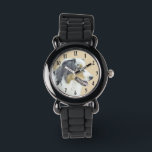 Montre Peinture de berger australien - Art original de ch<br><div class="desc">Australian Shepherd portrait de chien, peinture originale. Nous nous spécialisons dans l'art original mignon et drôle. Achetez ceci pour vous-même ou comme un grand cadeau pour vos amis amoureux de Shepherd australien. Soyez créatif - cliquez sur la PERSONNALISER pour ajouter/supprimer/modifier du texte, redimensionner l'image, modifier les couleurs ou tout ce...</div>
