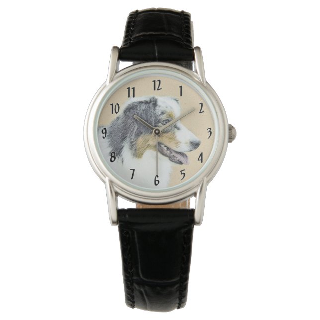 Montre Peinture de berger australien - Art original de ch (devant)