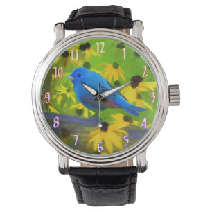 Montre Peinture de Bunting Indigo - Art d'origine des ois