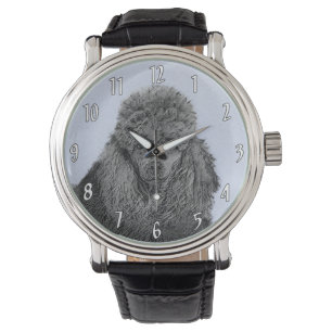 Montre Peinture de caniche Miniature Jouet noir Art origi