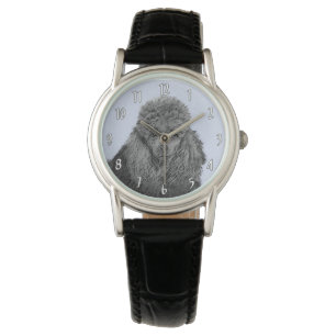 Montre Peinture de caniche Miniature Jouet noir Art origi