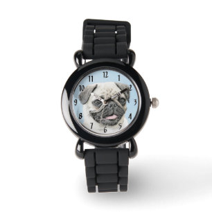 Montre Peinture de Carlin - Art Original de Chien Mignon