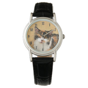 Montre Peinture de chat Calico - Cute Original Cat Art