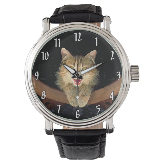Montre Peinture de chat Mad - Cute Original Cat Art (devant)