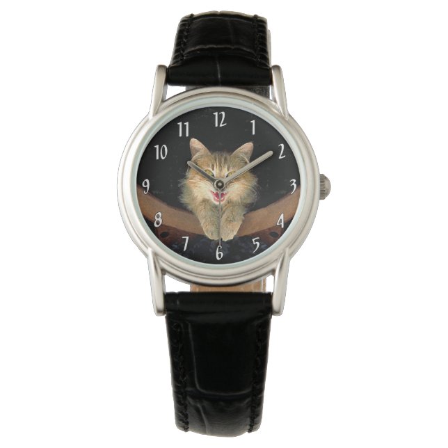 Montre Peinture de chat Mad - Cute Original Cat Art (devant)
