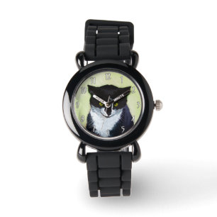Montre Peinture de chat Tuxedo - Cute Original Cat Art