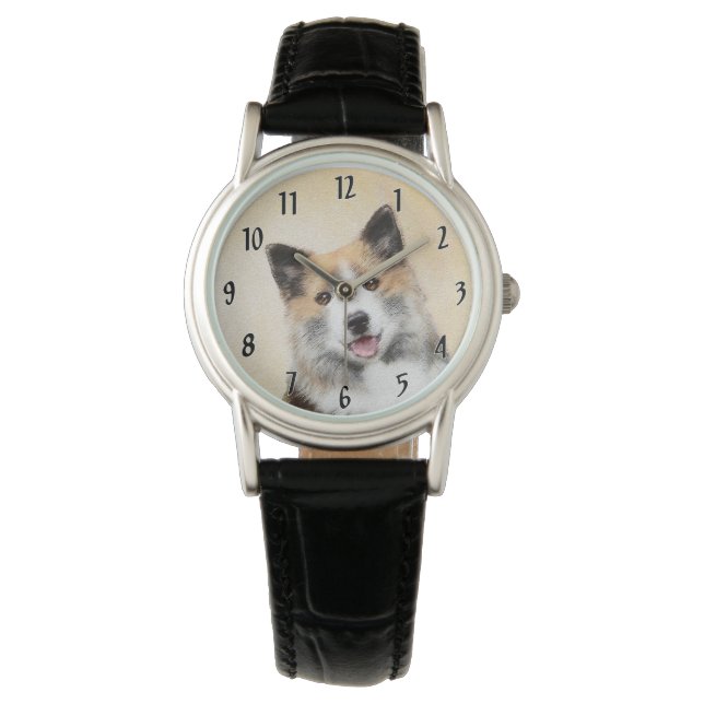 Montre Peinture de Chien Islandais - Art Original de Chie (devant)