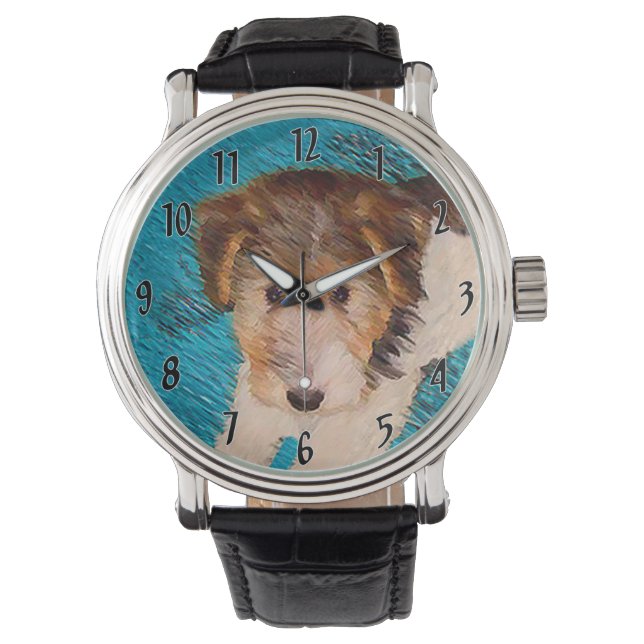 Montre Peinture de chiot Wire Fox Terrier - Art original  (devant)