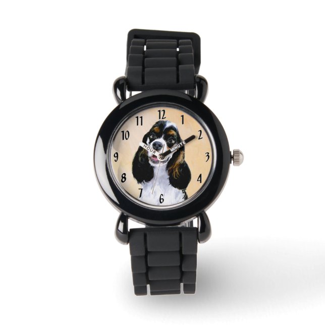 Montre Peinture de Cocker Spaniel (Parti) - Art original  (Recto)