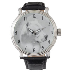 Montre Peinture de Dogo Argentino - Art Canin Original