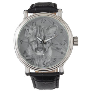 Montre peinture de faune de chaton de puma de grand chat