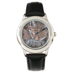 Montre peinture de faune de sommeil de renard rouge