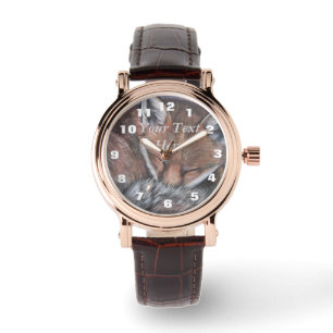 Montre peinture de faune de sommeil de renard rouge