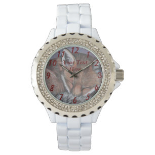 Montre peinture de faune de sommeil de renard rouge