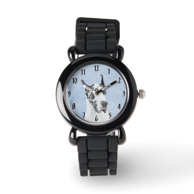 Montre Peinture de Great Dane (Arlequin) - Art original d (Recto)