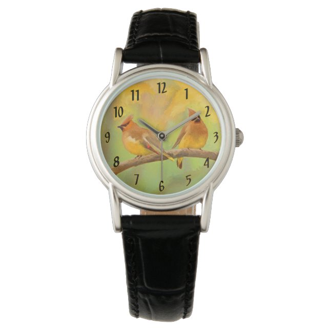 Montre Peinture de Jaseur de Cèdre - Un Original Mignon d (devant)