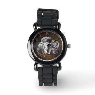 Montre Peinture de jeu de Keeshond - Art de chien origina