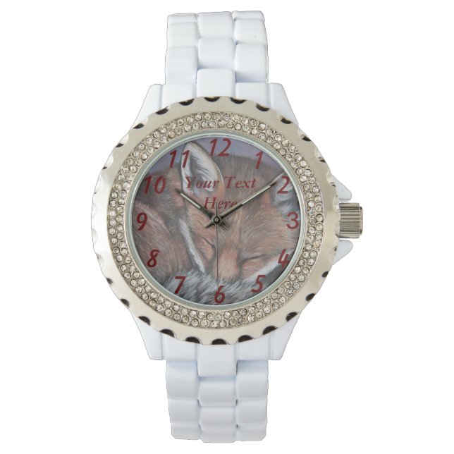 Montre peinture de la faune endormie de renard rouge (devant)