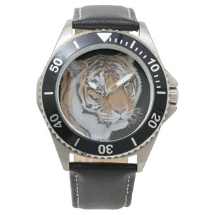 Montre peinture de la faune tigre aux yeux tristes gros c