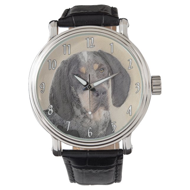Montre Peinture de linge bluetick - mignon chien original (devant)