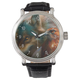 Montre Peinture de loup et d'aigle