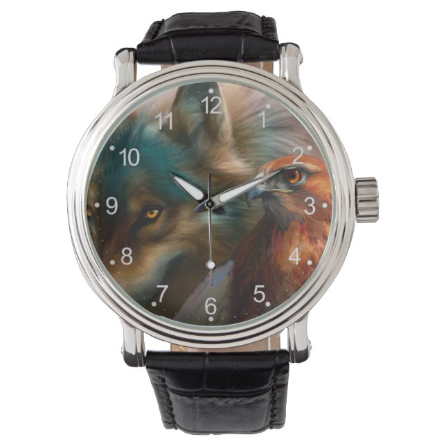 Montre Peinture de loup et d'aigle (devant)
