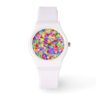 Montre Peinture de peinture arc-en-ciel de couleur vive A