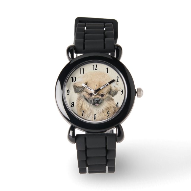 Montre Peinture de Pékinois - Art de chien original migno (Recto)