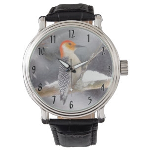 Montre Peinture de pic à ventre rouge Art original