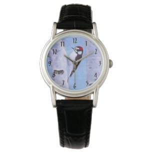 Montre Peinture de Pic mineur - Art original d'oiseau