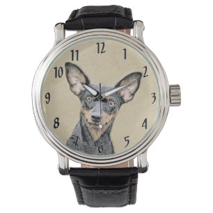 Montre Peinture de Pinscher Nain, Art Original de Chien M