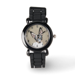 Montre Peinture de Rat Terrier - Art de chien original mi