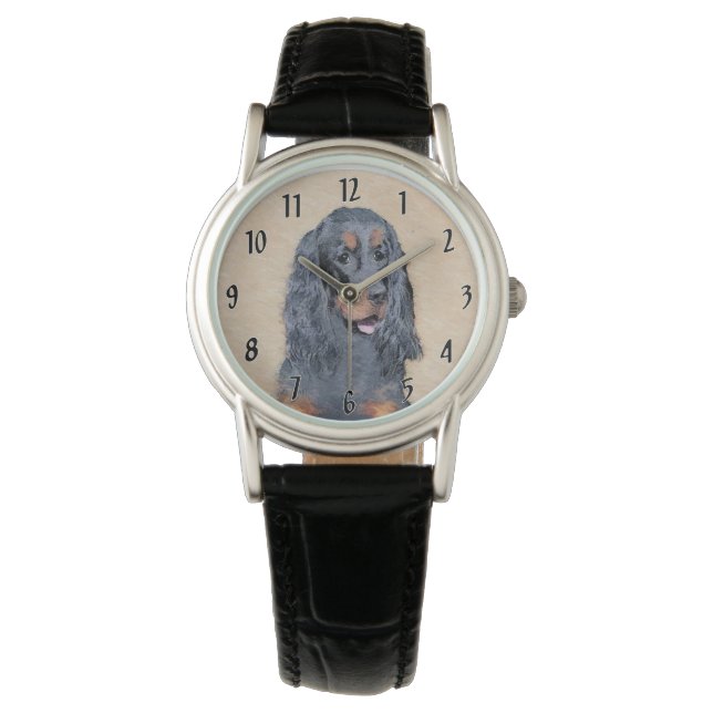 Montre Peinture de Setter Gordon - Art Original de Chien  (devant)