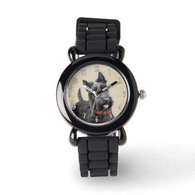 Montre Peinture de Terrier Écossais - Art Original de Chi (Recto)