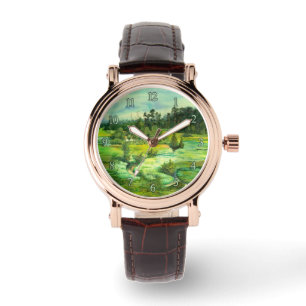 Montre peinture de vallée verte Aquarelle