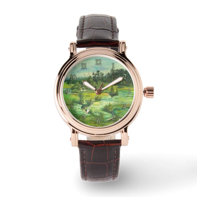 Montre peinture de vallée verte Aquarelle (Recto)