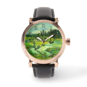 Montre peinture de vallée verte Aquarelle